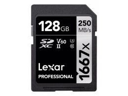 LEXAR 128GB SD minnekort 1667X (250MB/s)
