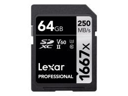 LEXAR 64GB SD minnekort 1667X (250MB/s)