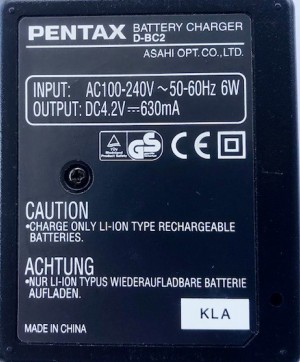 Pentax Battery Charger D-BC2
